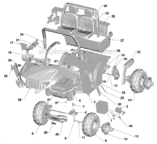 Page A Diagram and Parts List for L7825  Power Wheels Ride-On Cars